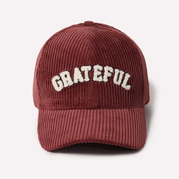 Accessories - Burgundy Grateful Chenille Patch Corduroy Baseball Cap Fall Women's Hat
